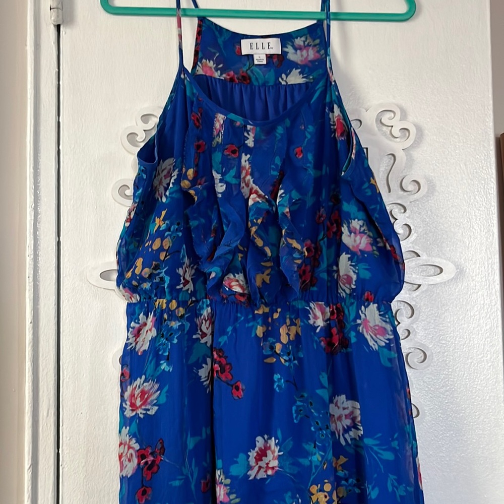 Blue floral ruffled dress